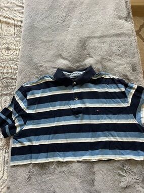 Tommy Hilfiger Navy, Light Blue & White Striped Polo